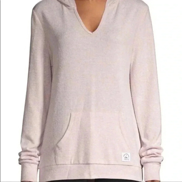 Sam Edelman Pink Soft V Neck Hoodie Sweatshirt XS - Picture 1 of 7